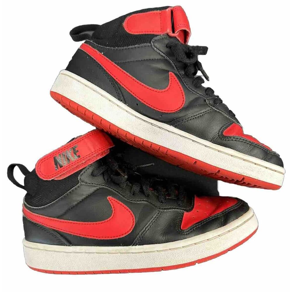 Nike Court Borough Mid Youth 5 Red Black Basketball Shoes Sneakers - Picture 9 of 9